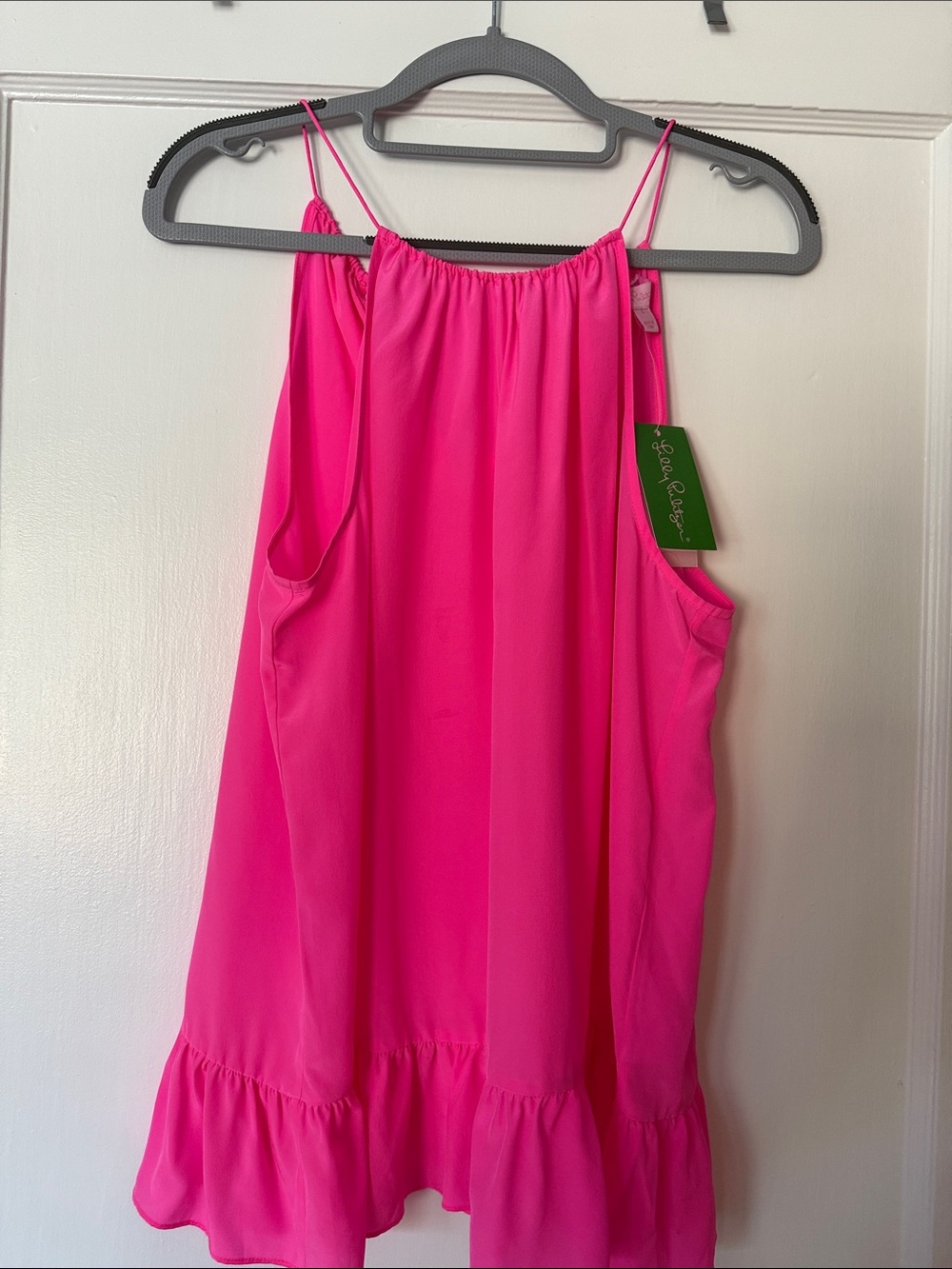 Lilly Pulitzer Hot Pink Ruffle Hem Tank